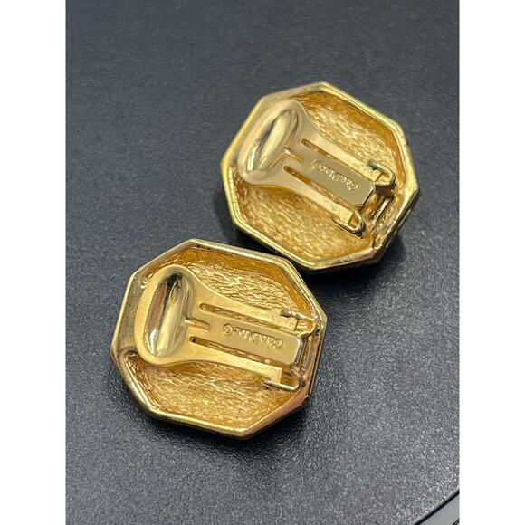 Christian Dior Signed Vintage 1980s Ruby Gripoix Black Enamel Clip On Earrings - Picture 9 of 13